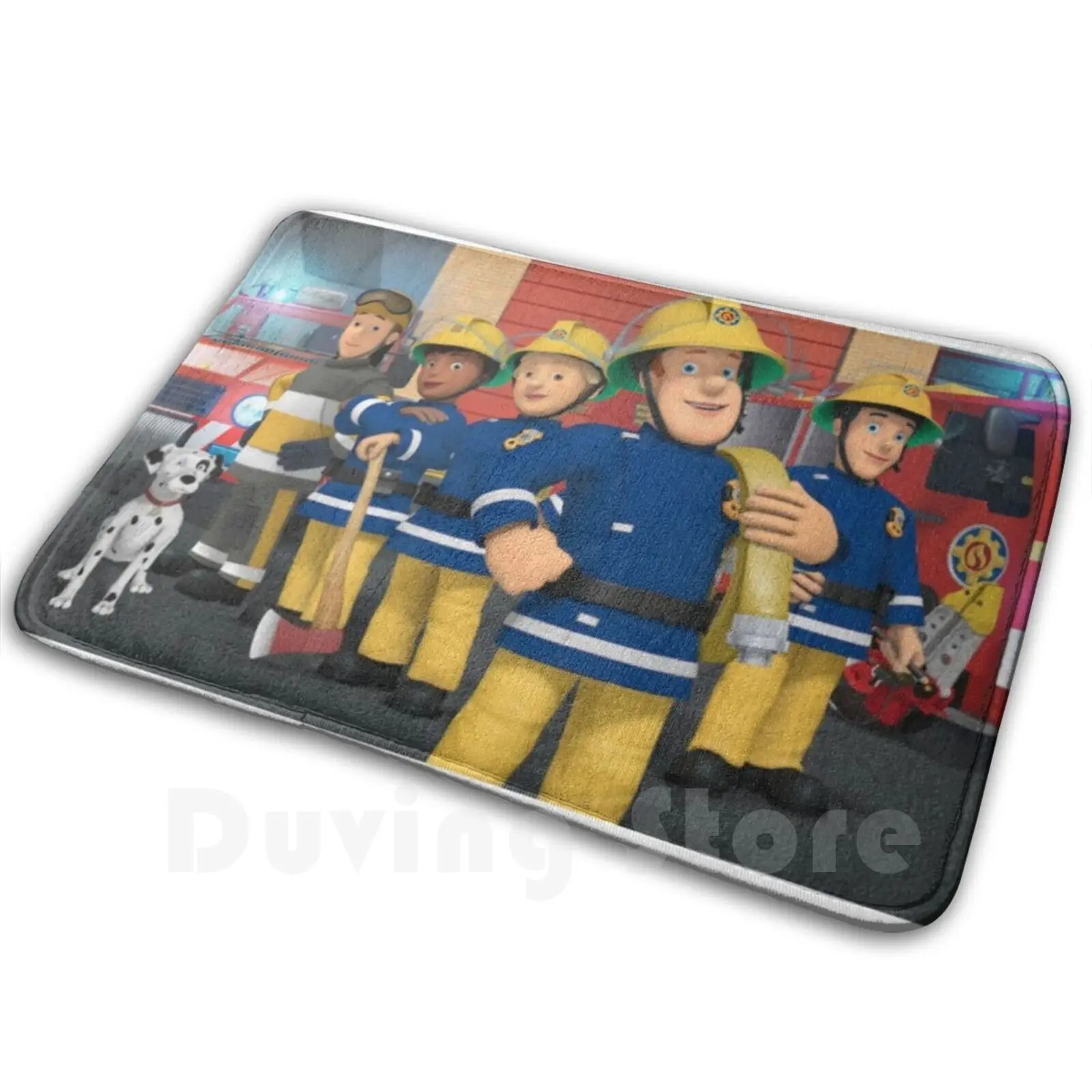 Fireman Sam Design Carpet Mat Rug Cushion Soft Non-Slip Fireman Sam Sam Kids Birthday Ponty Pandy Fireman Trolls World