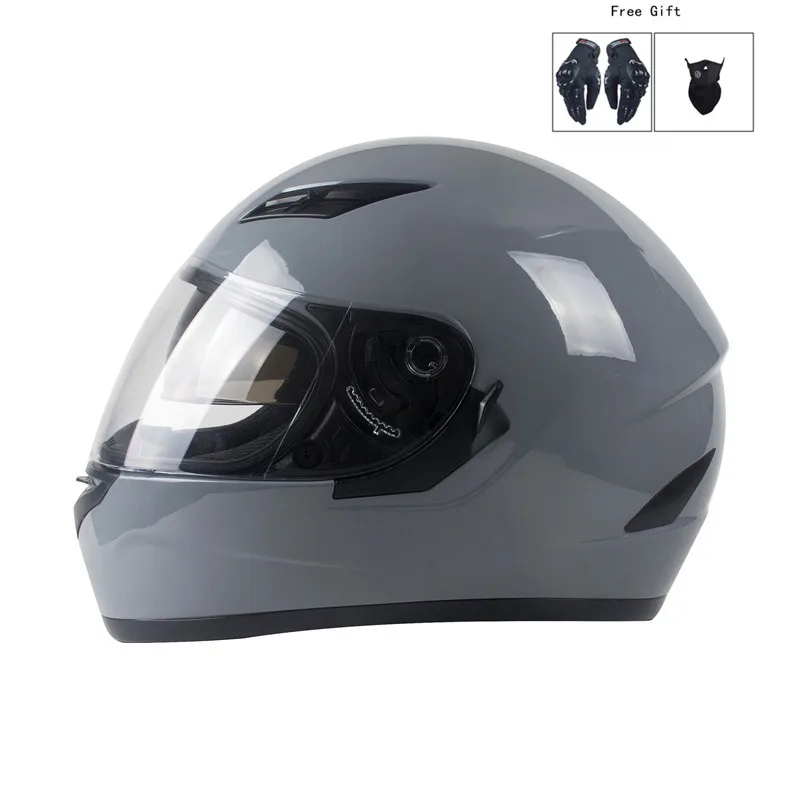 Casco de moto de cara completa para hombre y mujer, visera de moto con lente oscura, Color Gris Cemento, S, M, L, XL