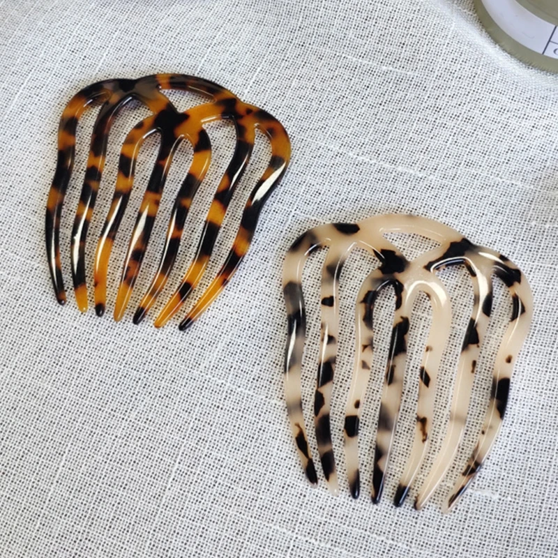 Minimalist French Twist Hair Side Comb Hollow Out Wavy 7 Teeth Acetate Antistatic Hairpin Vintage Tortoise Shell Large Clip 094B