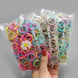 Nylon Rubber Hair Bands para Bebés Meninas, pequenos laços de borracha, corda de goma colorida, cáqui e preto, acessórios elásticos para o cabelo, 100 PCs/Lot