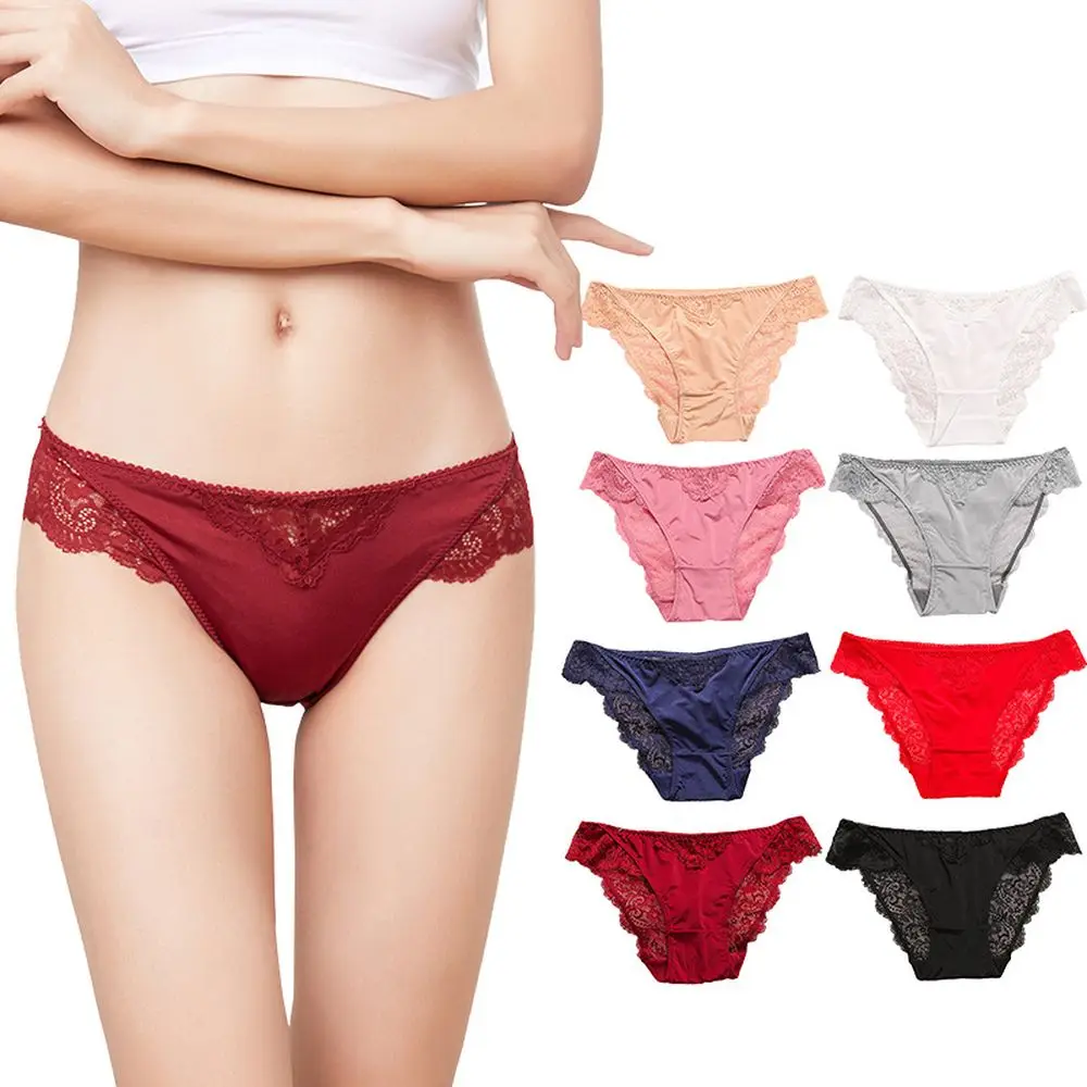 

Lynmiss Women Lace Panties Low-Waist Briefs Seamless Large Size Ladies Underwear Sexy Lingerie Transparent Lace Underpants