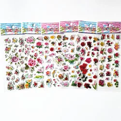 6pcs Beautiful Flowers Foam Stickers Girls Preschool Award Jasmine Rose Peony Lotus Tulips Early Learning Education Adesivos