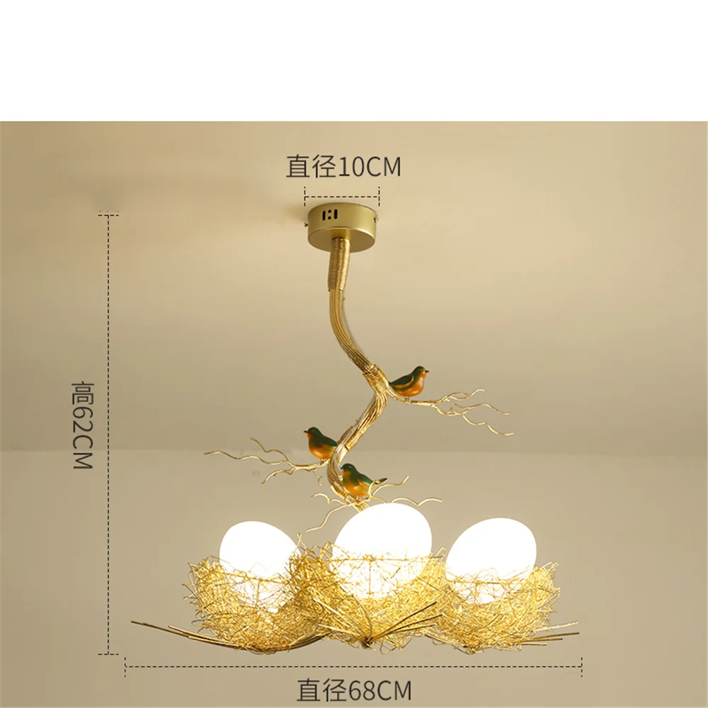 Imagem -05 - Estilo Nórdico Candelabros Ninho de Pássaro Dourado Decoração Nórdica Ovo de Vidro Cabeças Luminárias para o Corredor Sala de Estar Quarto das Crianças