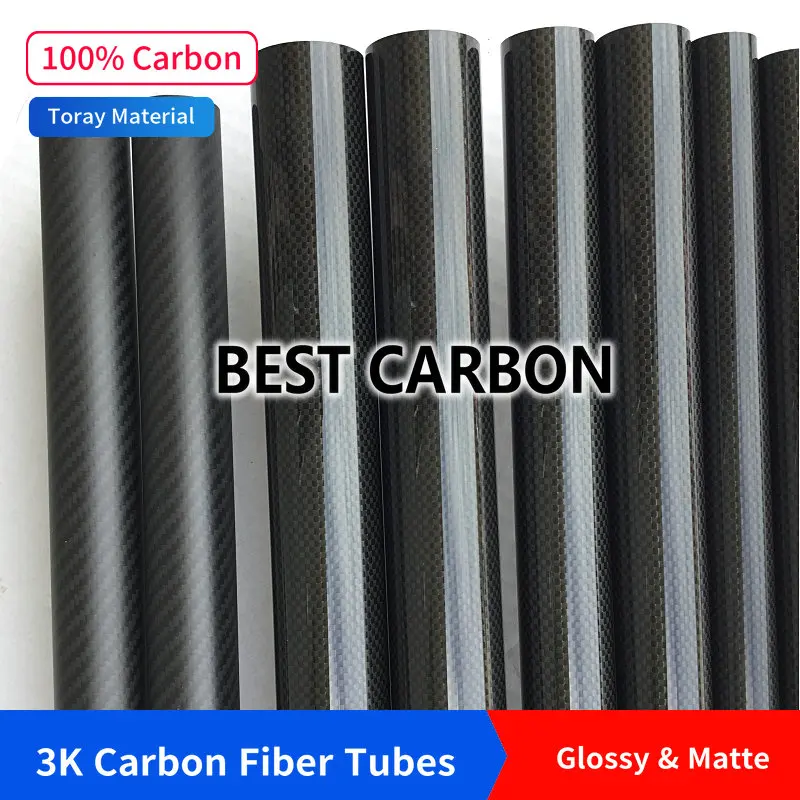 Free shiping 21 22 23 24 25 26 27 28 29mm with 500mm length High Quality Plain glossy 3K Carbon Fiber Fabric Wound Tube