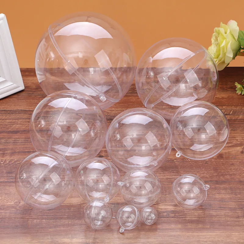 New Transparent Openable Plastic Christmas Decorations Ball Clear Bauble Ornament Gift Present Box  3cm -16cm