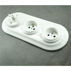 Flush-mounted Porcelain Lighting Switches and French Socket With Ceramic Frames