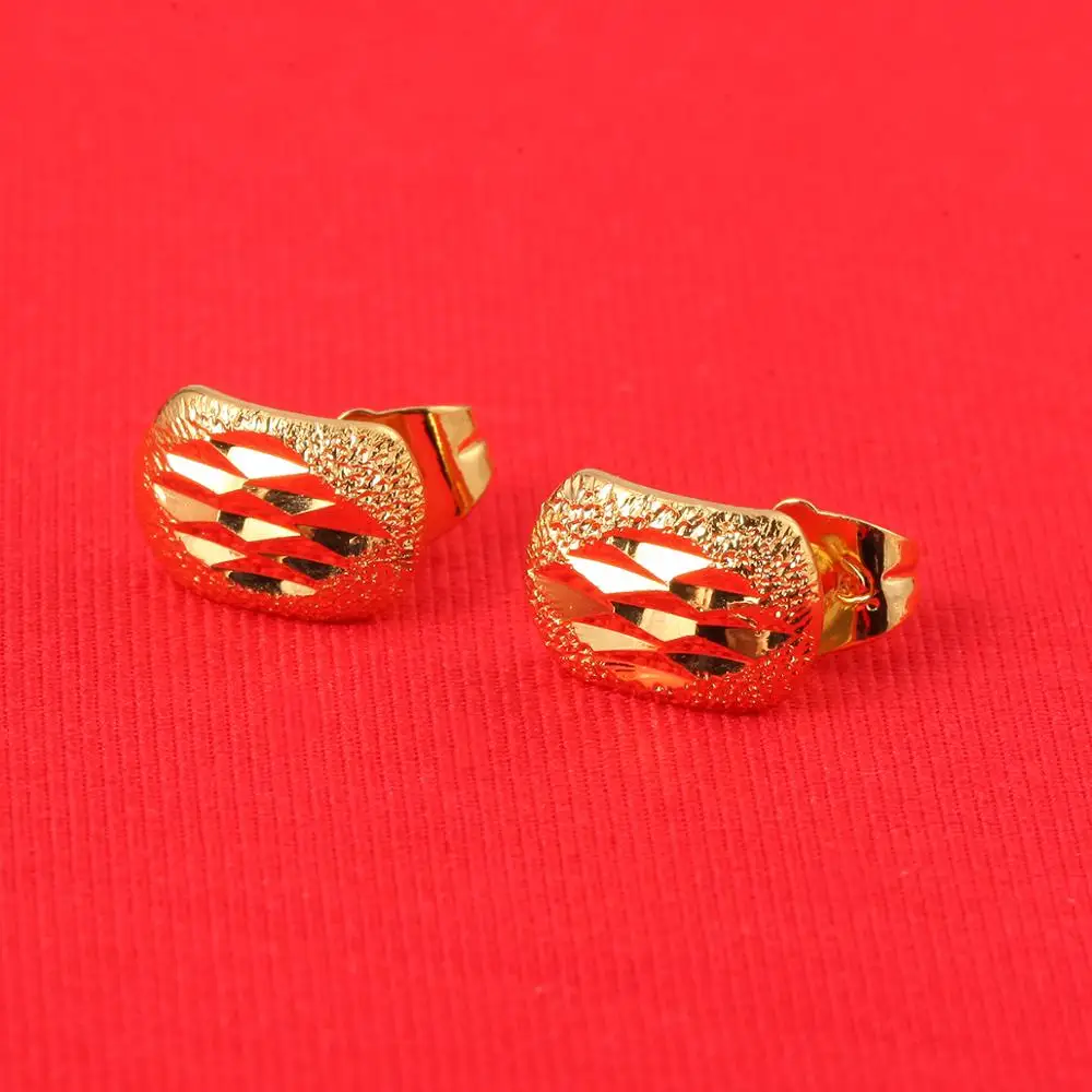 Ethiopian Cute Earrings For Women Girl Baby 22K Gold Color Simple Style Earrings Jewelry