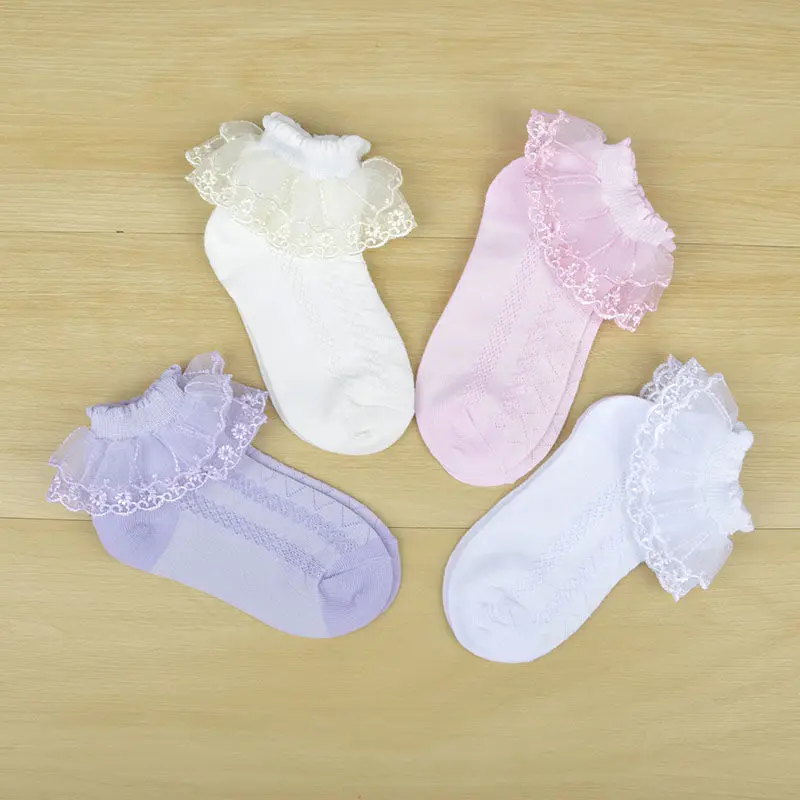 Girls Socks Summer Thin Section Mesh Breathable Princess Sock Baby Grace Elementary Children Dance Lace White Socks