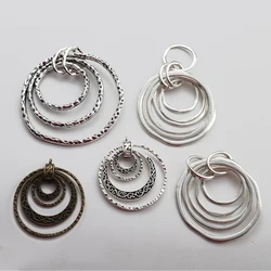 2PCS Hollow Open Large Hammer Many Circle Round Alloy Metal Charms Pendants for Necklaces DIY Jewelry Making Crafts Findings