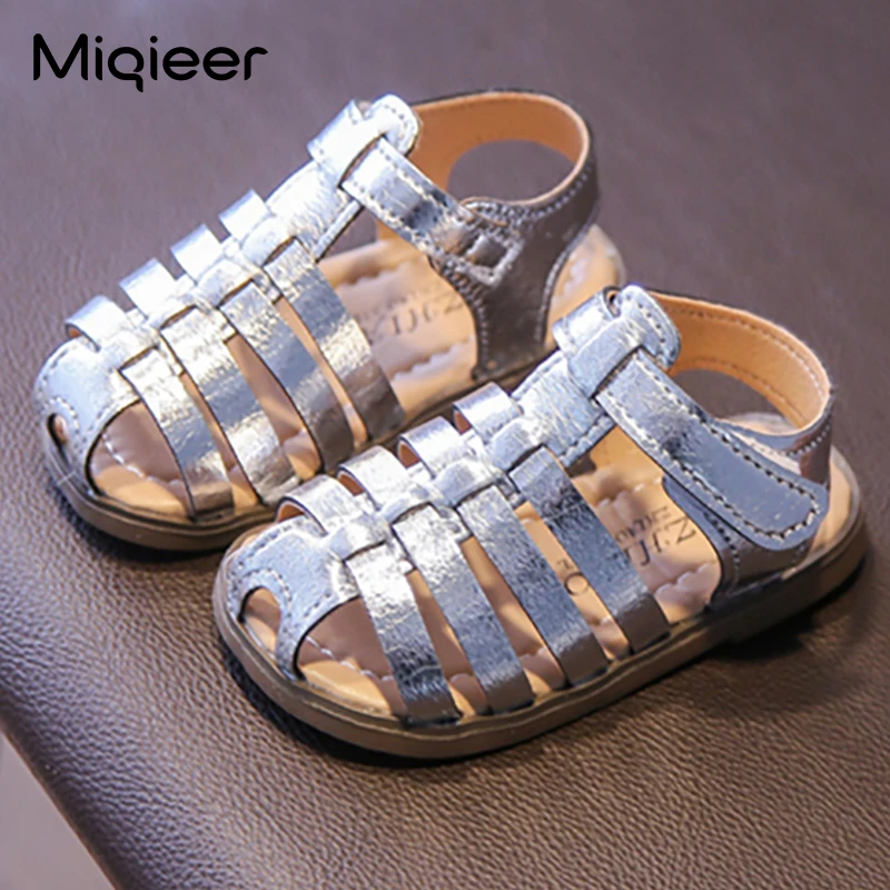 Summer Children Sandals Fashion Girls Princess Shoes Fish Bone Design Hollow Roman Sandals Soft Bottom Non-slip Beach Flat Shoes