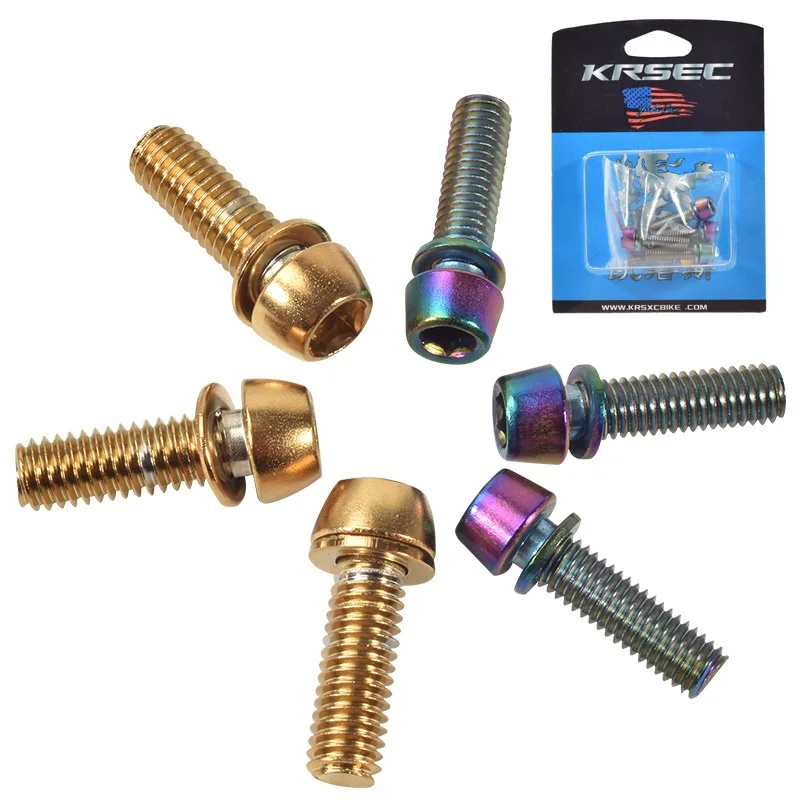 M5/M6*18mmTitanium Plated Bolt Screw For Mountain Road Bicycle Handlebar&Stem Screws 304 Stainless Steel Screw 6pcs/lot