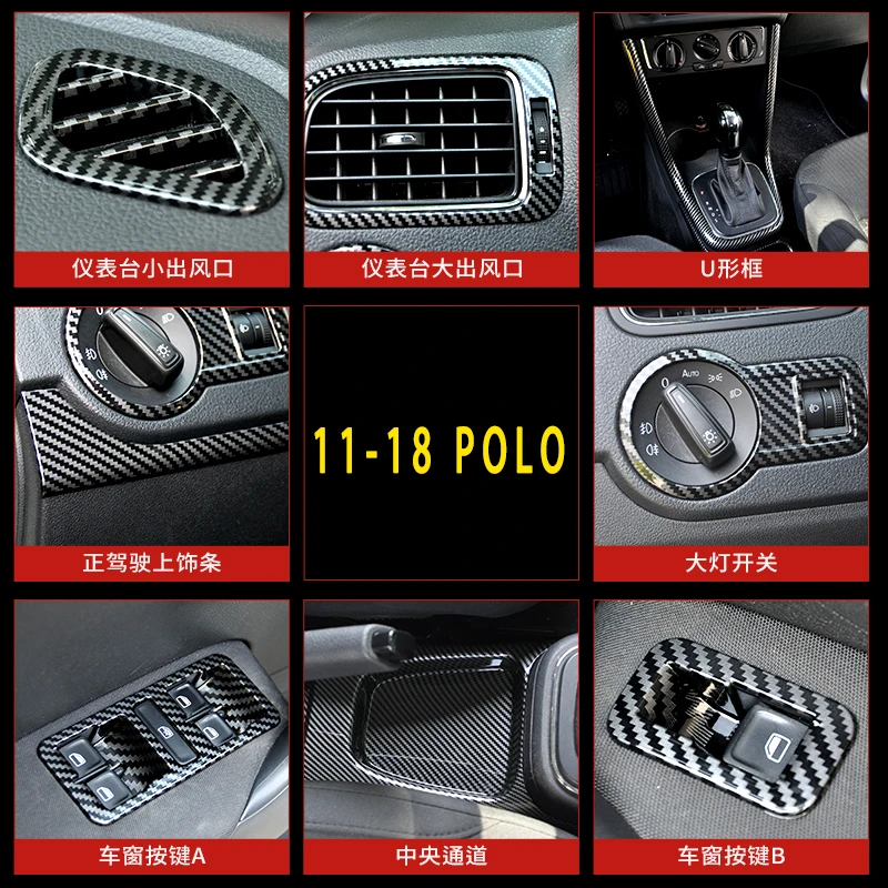 Stylizacja samochodu dla VW Polo 2011 2012 2013 2014 2015 2016 2017 2018 ABS Włókno węglowe Dekoracyjne cekiny Naszywka wylotu powietrza Akcesorium — zdjęcie 4