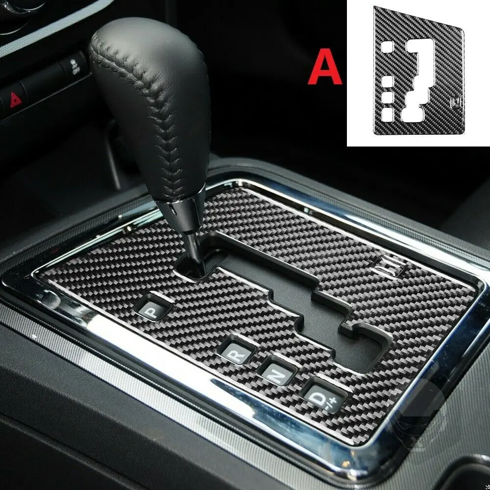 Carbon Fiber Car Gear Shift Panel Cover Trim Sticker For Dodge Challenger 2008-2014 A