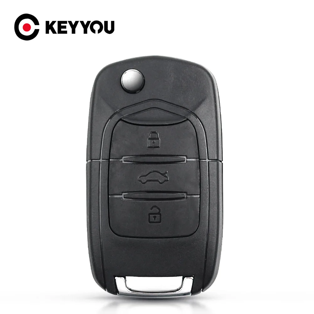 

KEYYOU Flip Replacment Remote Key Shell For Wuling Hongguang Baojun 630 730 560 310 Folding Car Key Case 3 Buttons Uncut Blade