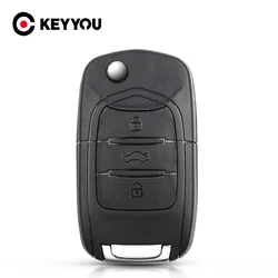 KEYYOU Flip Replacment Remote Key Shell For Wuling Hongguang Baojun 630 730 560 310 Folding Car Key Case 3 Buttons Uncut Blade