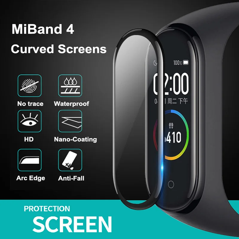 9D Curved Screen Protective Film For Xiaomi mi band 8 7 Pro Soft film for Mi band 4 5 6 7 Full Screen Protector Soft Glass Film