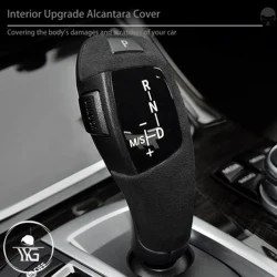 Turn Fur Suede Wrap Gear Shift Knob Cover Decor For BMW X5 X6 5 Series E60 E70 E71 ABS Trim Protective Car Accessories