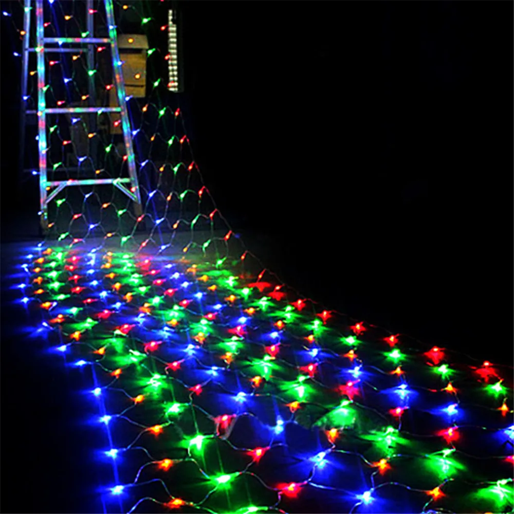 1.5X1.5M 3X2M 6X4M Led Net Mesh Fairy String Light Garland Venster gordijn Kerst Fairy Light Wedding Party Holiday Licht