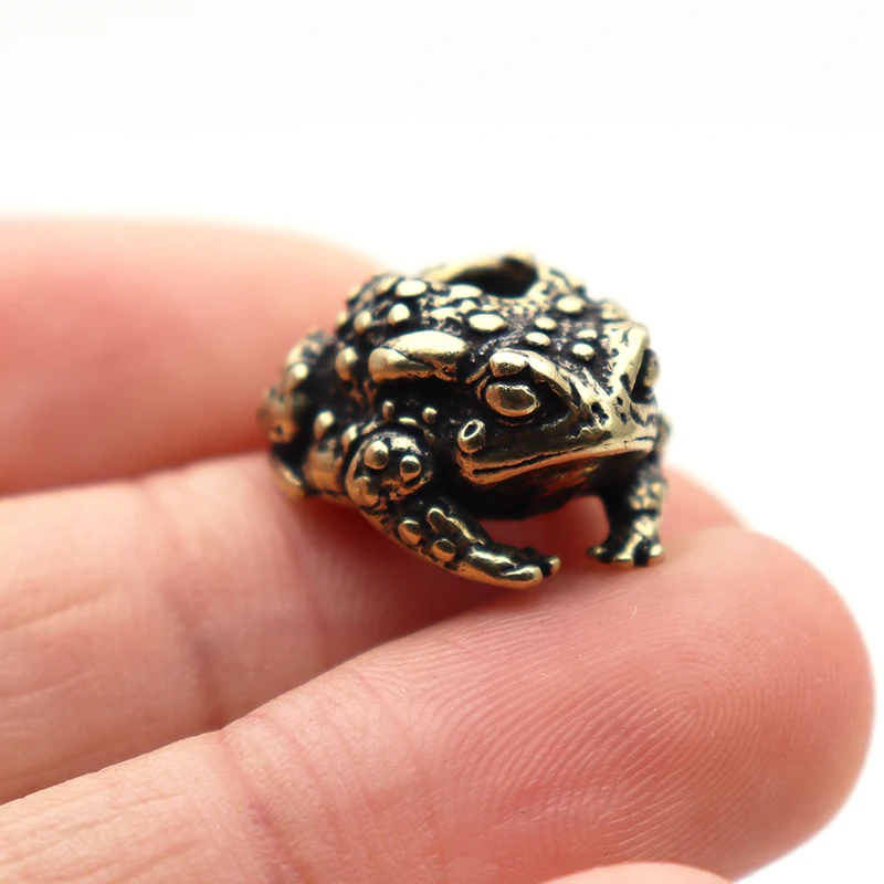 Retro Brass Frog Knife Beads DIY EDC Outdoor Tool Lanyard Hanging Jewelry Accessories Toad Umbrella Rope Keychain Pendants Gifts