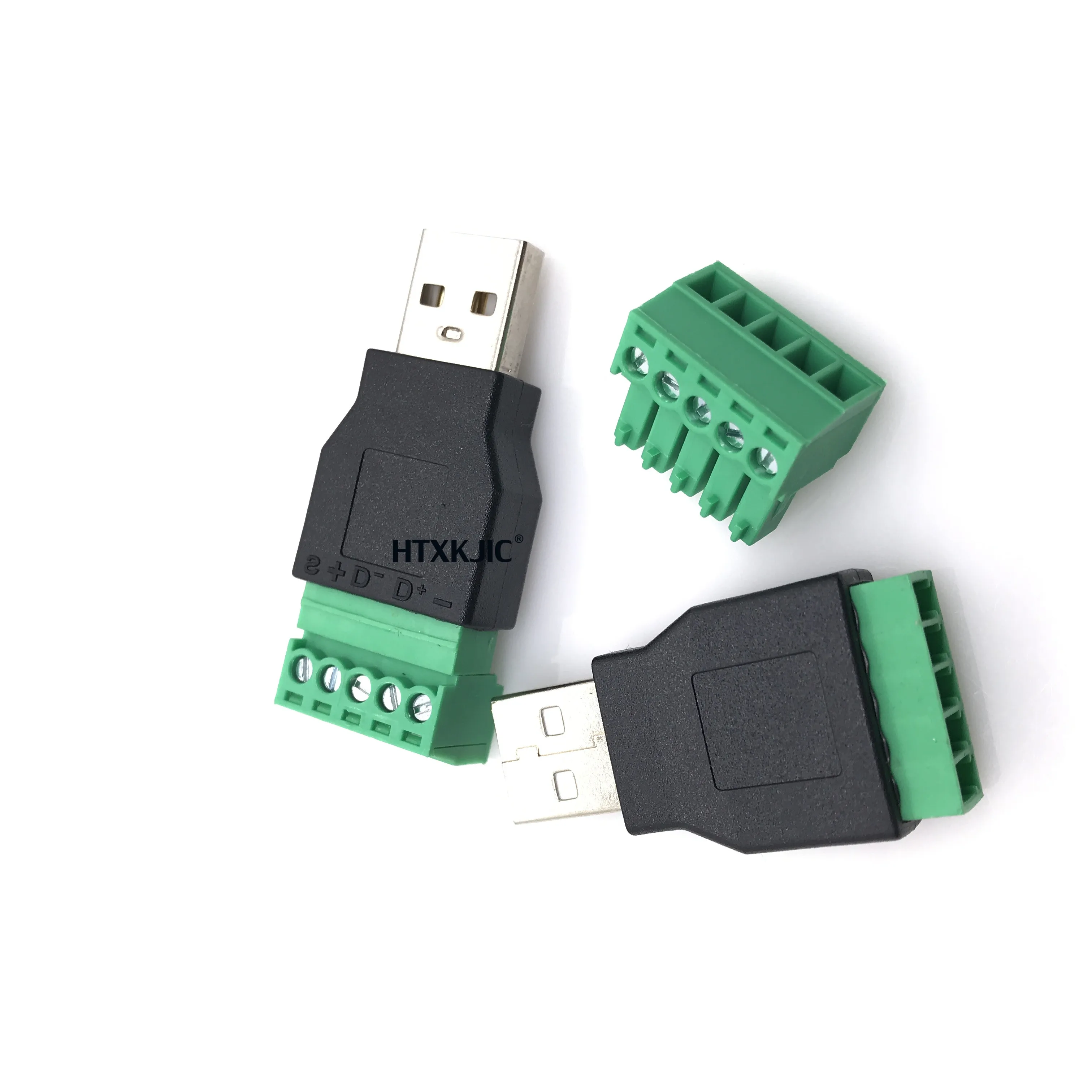 1 قطعة USB 2.0 نوع أ ذكر/أنثى إلى 5 دبوس برغي موصل USB جاك مع درع USB2.0 إلى المسمار محطة التوصيل