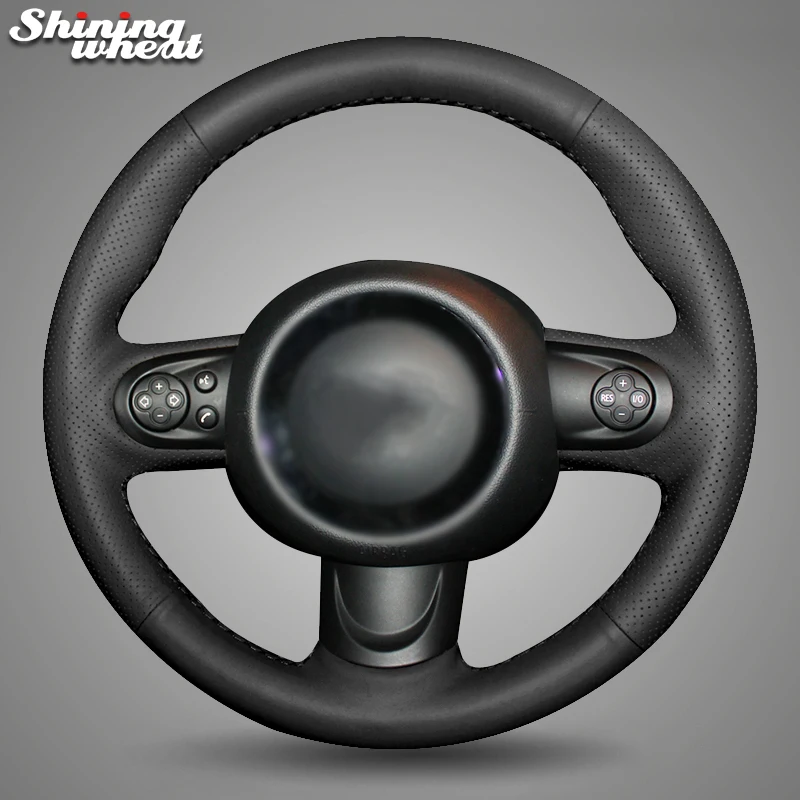 

Shining wheat Black Artificial Leather Hand-stitched Steering Wheel Cover for Mini Coupe