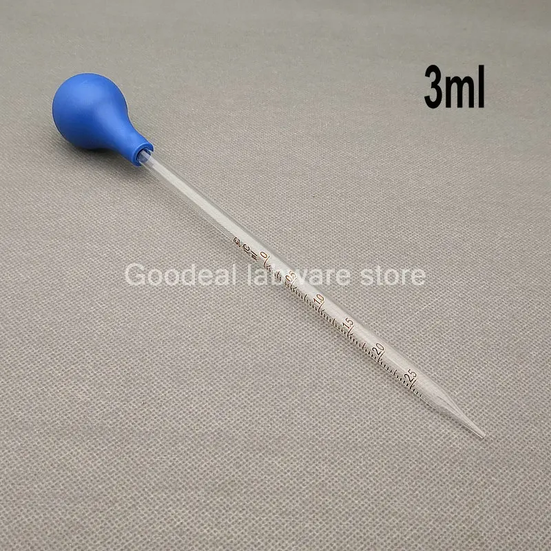 4pcs/lot Glass Graduated Pipette Dropper Vol. 1ml/2ml/3ml/5ml/10ml Transfering Pipette with Rubber Head