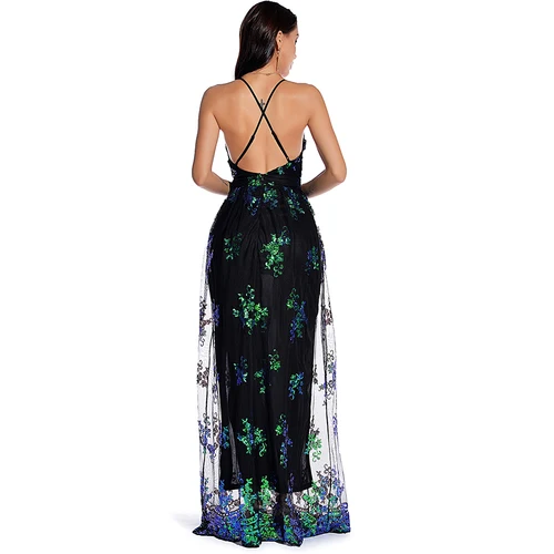 Imagen 2 del producto Vestidos sexis de fiesta para graduación para mujer, vestido maxi de verano con lentejuelas verdes vintage 2025, vestidos largos de noche ajustados con espalda descubierta elegantes
