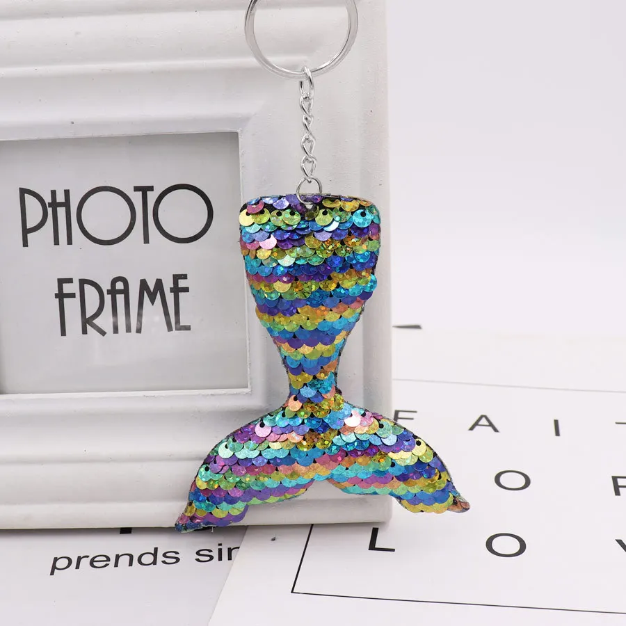 Mermaid Tail Keychain Sequins Keyring Decorative Pendants for Women Bags Car Key Phone Accessories Wedding Party Mom Gifts