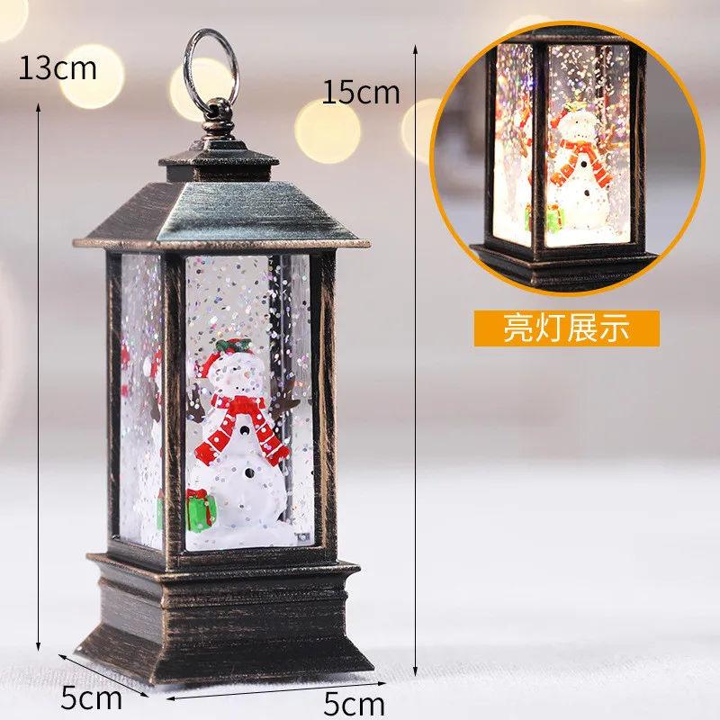 Christmas Decorations for Home Lantern Led Small Oil Lamp Light Candles Xmas Tree Ornaments Santa Claus Elk Lamp New Year Gift