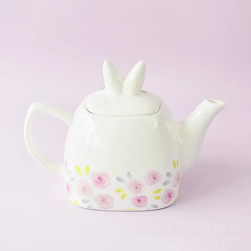 Bainiwei Nordic style ins cute ceramic teapot large fresh rabbit Kung Fu scented tea teapot afternoon tea.