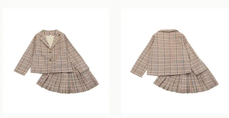 Mädchen-Kleidungsanzug für formelle Partys, Blazer- und Rock-Set, modische Frühlings-Outfits aus Baumwolle und Leinen für Kinder im Alter von 4, 5, 7, 9, 11, 12, 13 Jahren. – Detail 8