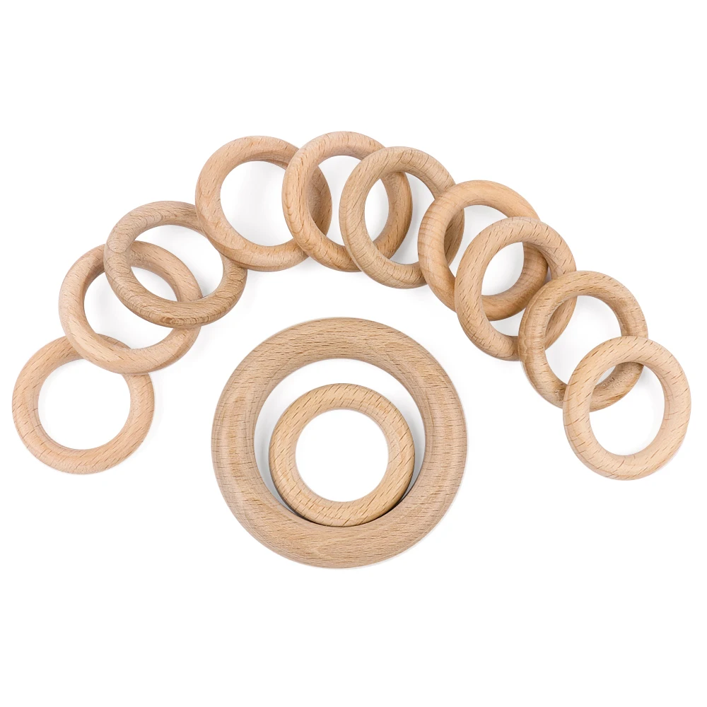 TYRY.HU 10-20pc Wooden Teether Hight Quality Natural Beech Wood Materail Safe For Baby Teething Gift Rattle Accessories 40-70mm