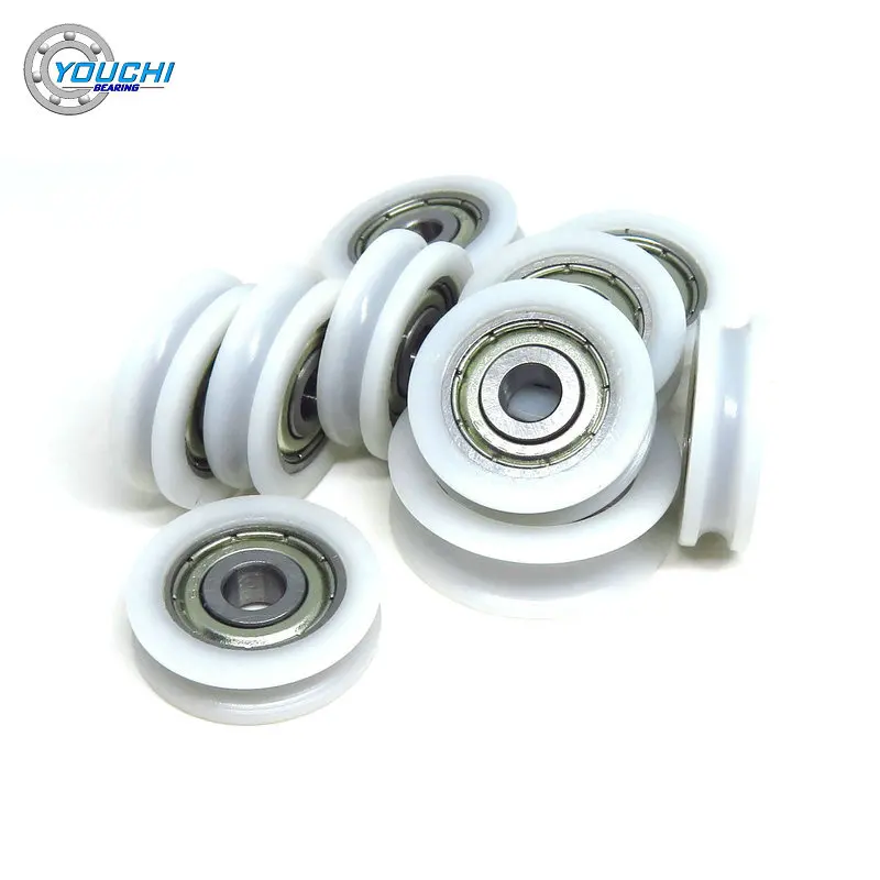 10pcs 5x21x6 mm White U Groove Plastic Coated Rollers With 625Z Bearing BSU62521-6 POM Wire Wheel