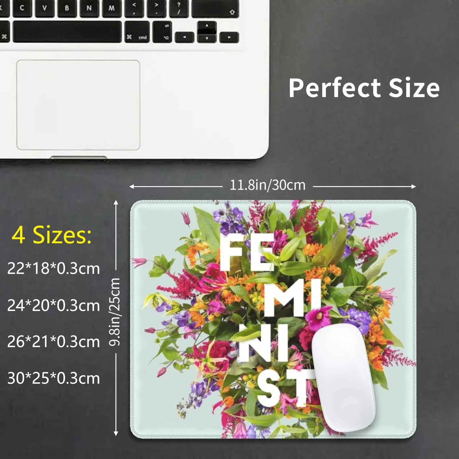 Floral Feminist Mouse Pad 1428 Floral Feminist Feminism Female Womens Womens Power Xx Empowered