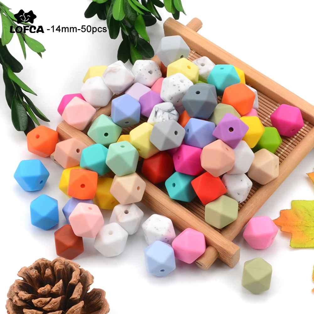 

50pcs/lot 14mm Hexagon Mini Smaller Beads Teething Necklace Silicone Teething Beads For Baby Teether BPA Safe Beads