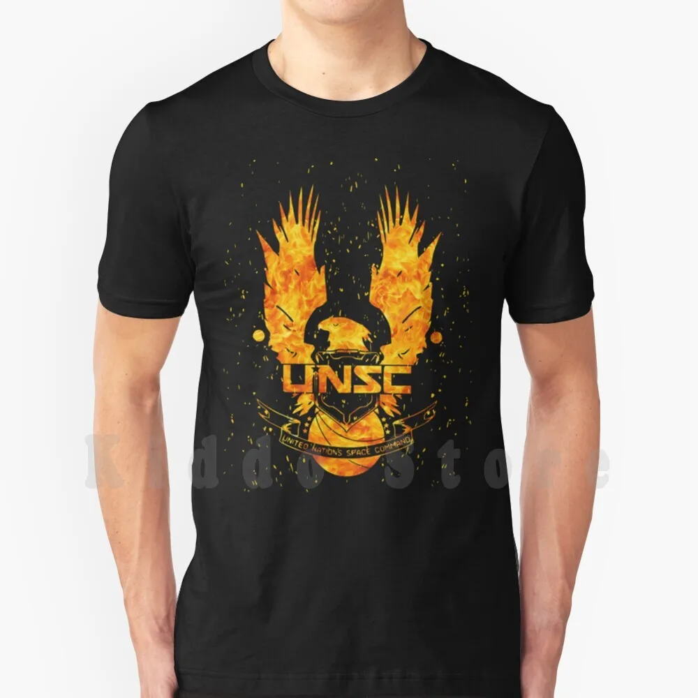 Unsc Fire Background Logo T Shirt Men Cotton Cotton S-6xl Unsc Odst 2 3 Master Chief Bungie Cortana 4 Reach 117 Guardians