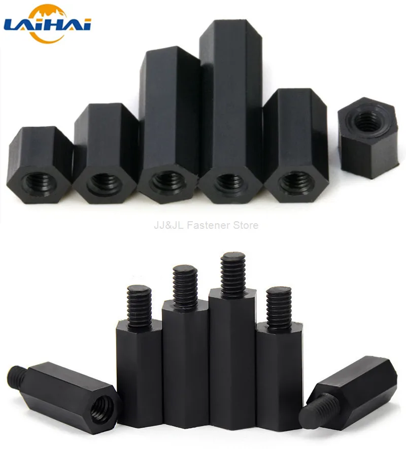 50X M2 M3 M4 Black Nylon Plastic Hex Standoff Hexagon Pillar Male-Female Female Spacer Phillips Screw For PCB Board Motherboard