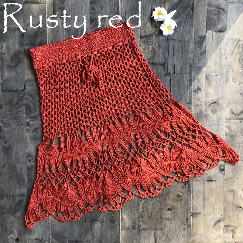 Boho Cotton Crochet Knitted Mini Skirts Women Summer High Waist Beach Hollow Out Mini Skirt Cool 2019 Hot Sale