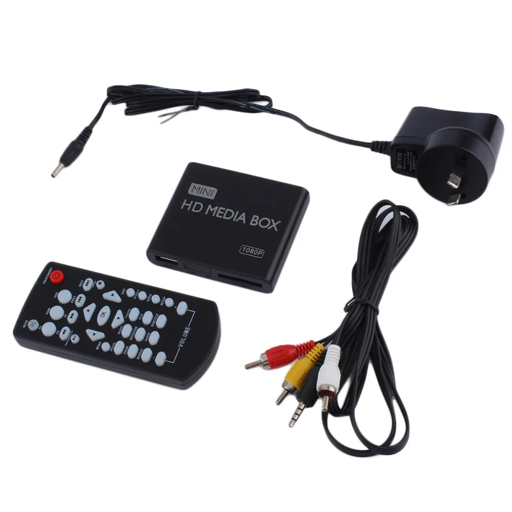 Mini Media Player 1080P Mini HDD Media Box TV box Video Multimedia Player Full HD With SD MMC Card Reader 100Mpbs  EU Plug