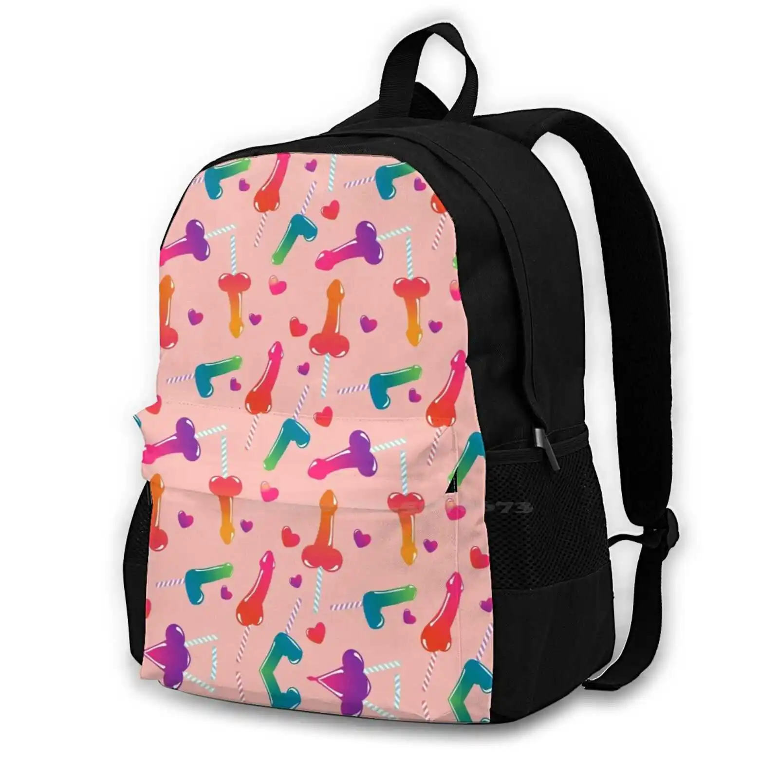 A Colourful Lollipop Seamless Patterm Teen College Student Backpack Pattern Design Bags Lollipop Dick Seamless Pattern Candy