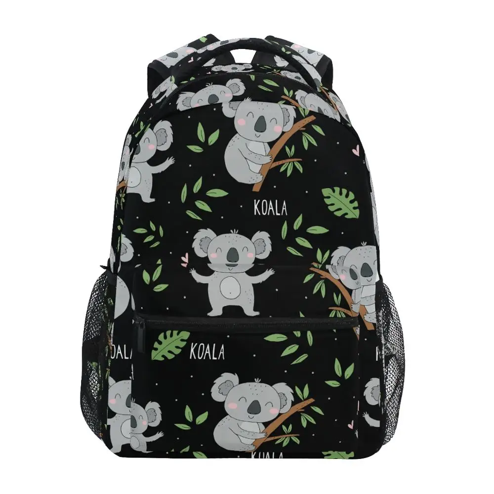 Teenagers School bag Boys and Girls School Backpack koala print black Backpack for Men Women Work Travel Laptop Backpack Mochila