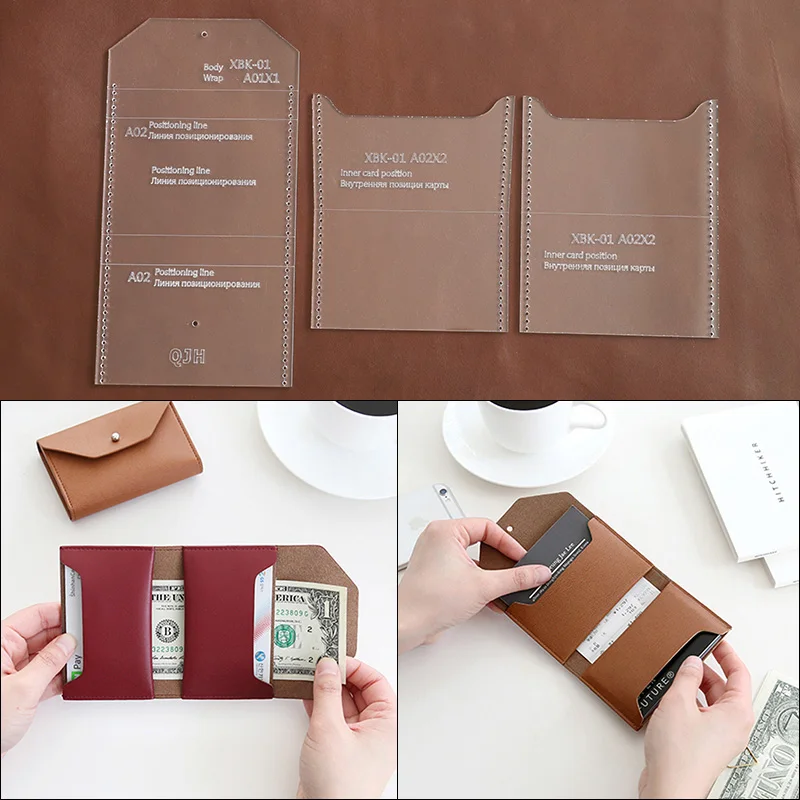 Business card bag small wallet mold model diy handmade leather leather version acrylic template card bag making pattern