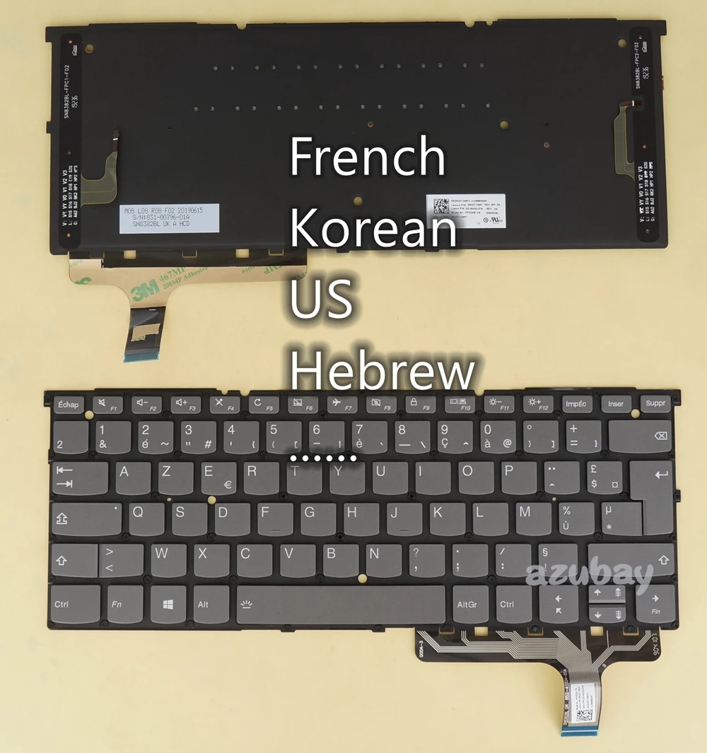 

US Hebrew Korean French Keyboard For Lenovo ideapad/ Yoga S940-14IIL S940-14IWL SN20T10933 SN20T10957 SN20T10904 PP2SXB Backlit