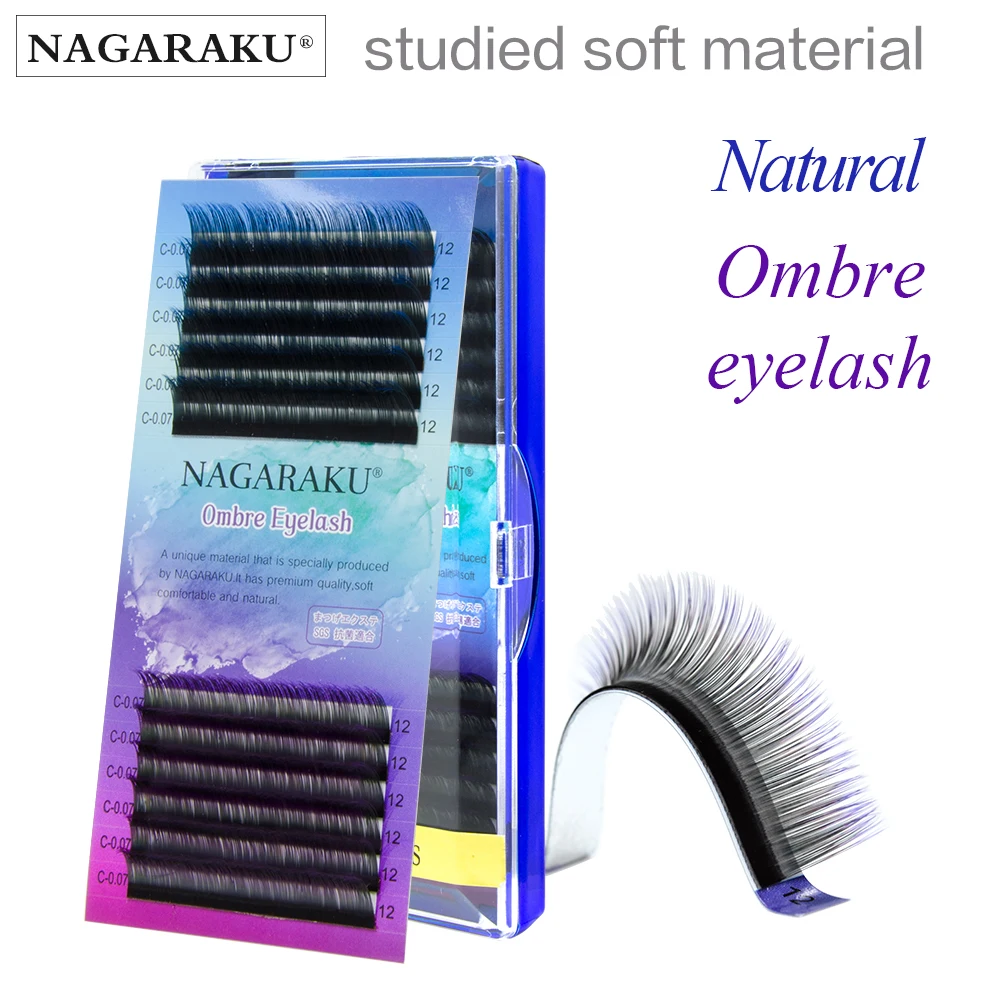 NAGARAKU Color Lashes Ombre Mix 8～15mm Blue Purple Eyelash Extensions Individual Colored Eyelashes False Mink Eyelashes