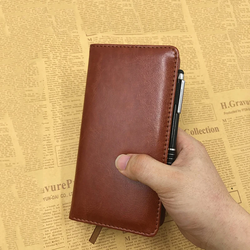 A6 Pocket Leather Notebook Agenda 2024 Day Weekly Planner Self filled Date Small Note Book With Pen Student Office Stationery