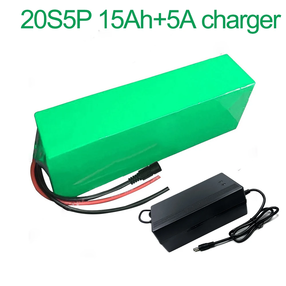 With 5A charger 72V 15Ah 20S5P 18650 Li-ion Battery electric two Three wheeled motorcycle bicycle ebike 380*100*70mm