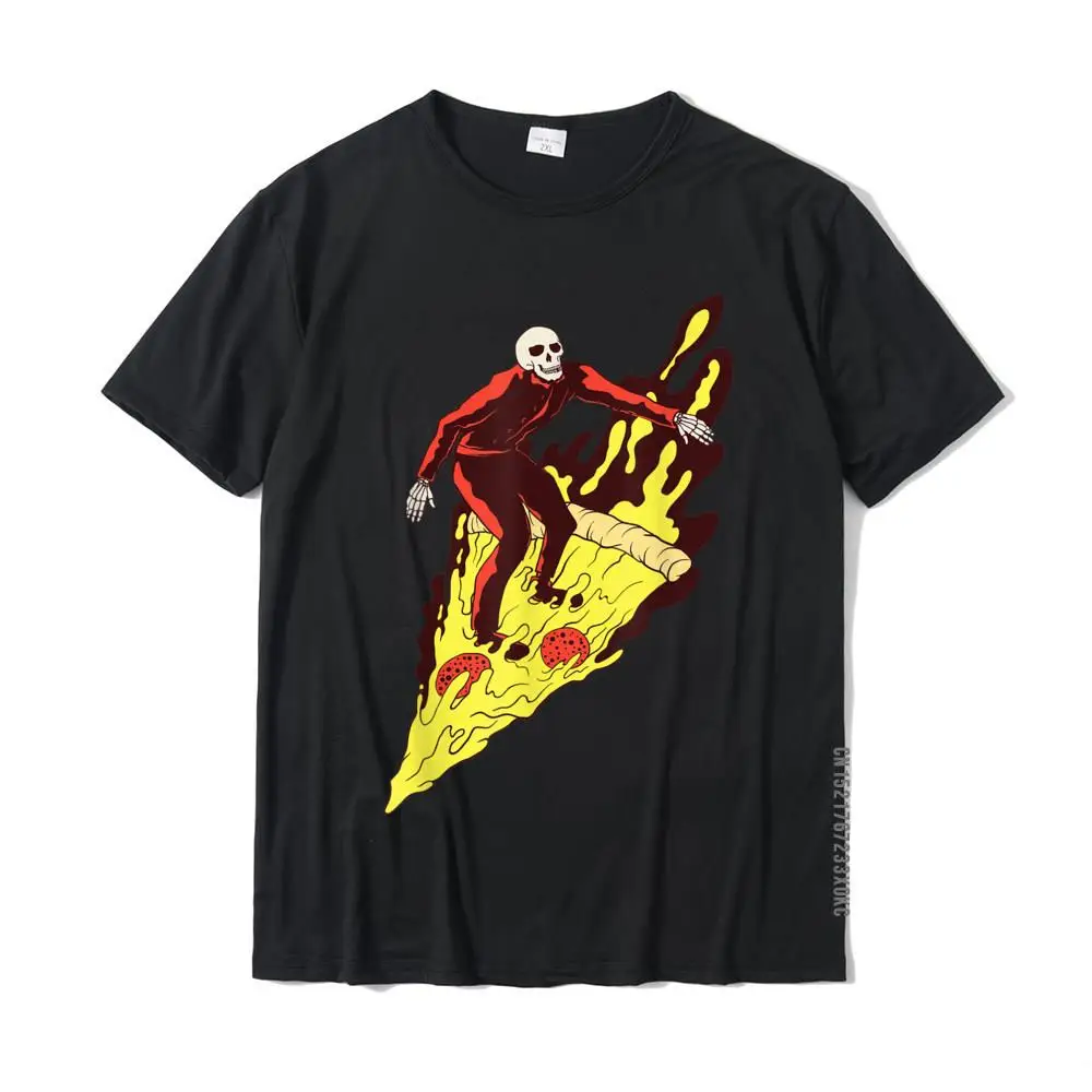 Pizza Hell Skeleton Surfing Fast Food Riding T-Shirt Tops & Tees Funny Classic Cotton Men's Tshirts Party