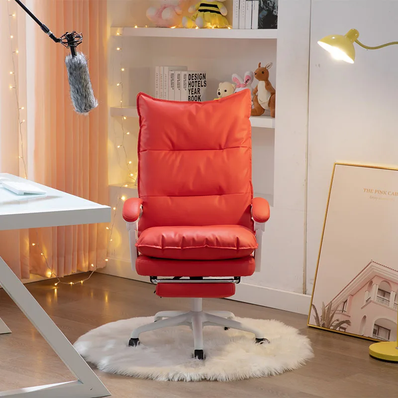 Simple Computer Chair Office Home Boss Chair Comfortable Net Red Anchor Chair Can Lie In Pink White Chair Live Broadcast Chair