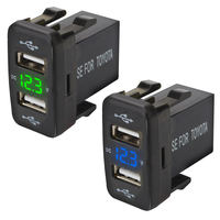 For Mobile Phone Quick Charge Power Adapter For Toyota 12-24V Dual USB QC Car Socket Charger 4.2A Dual USB Voltmeter New