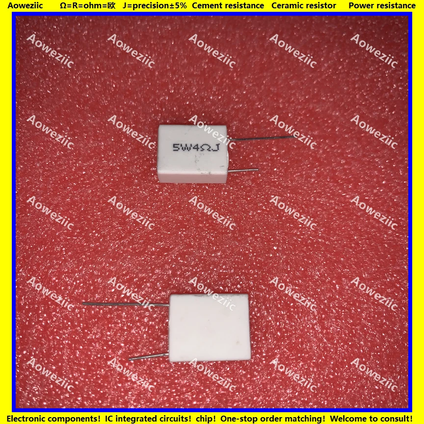 10Pcs/Lot 5W4RJ Inductionless Cement Resistor 5W4ohm 5W4ΩJ 5W4R Ceramic Resistance Precision ±5% Non-Inductive Resistor P=10MM